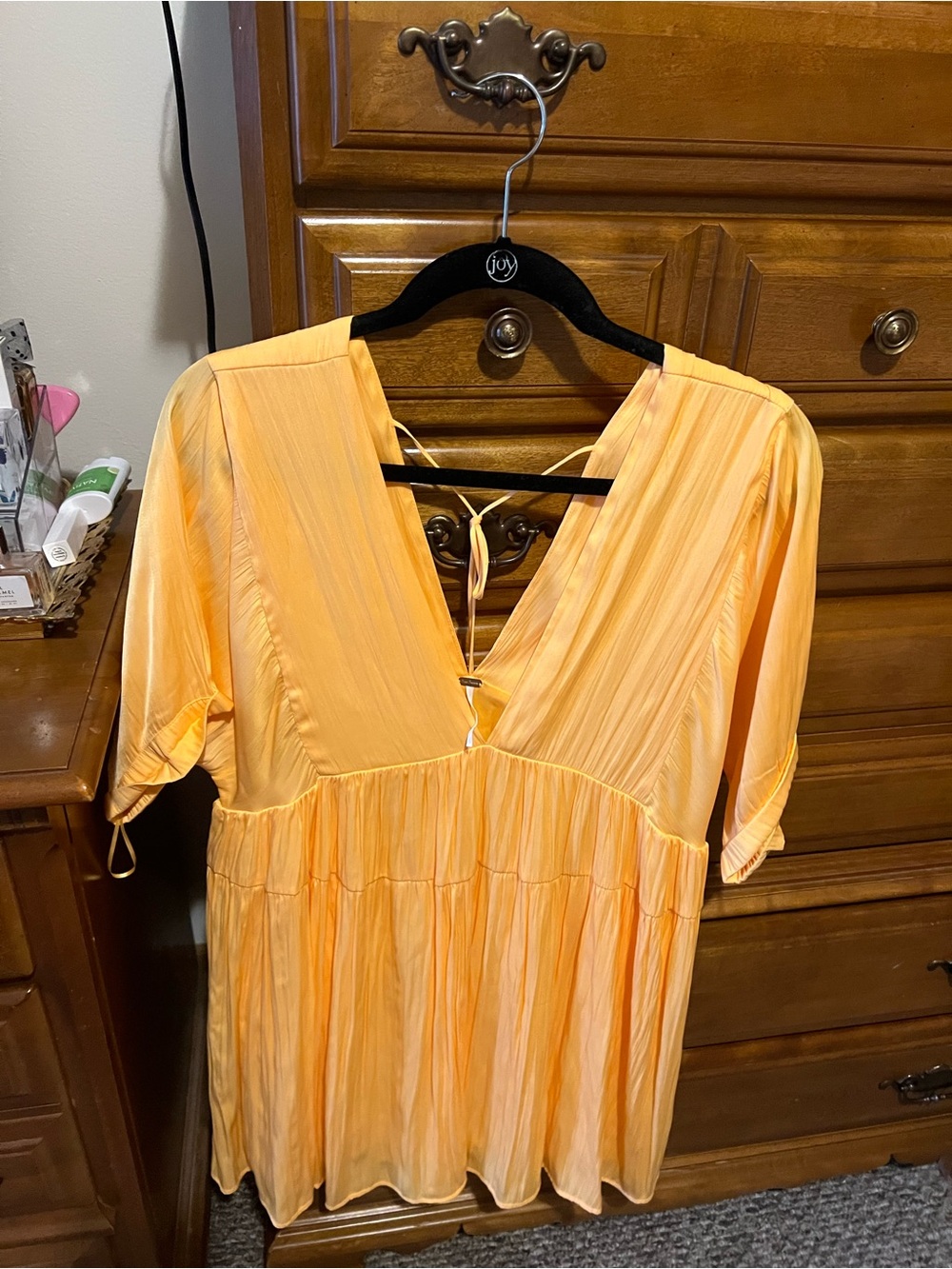 Free People Women’s Yellow Tiered V-Neck Dress